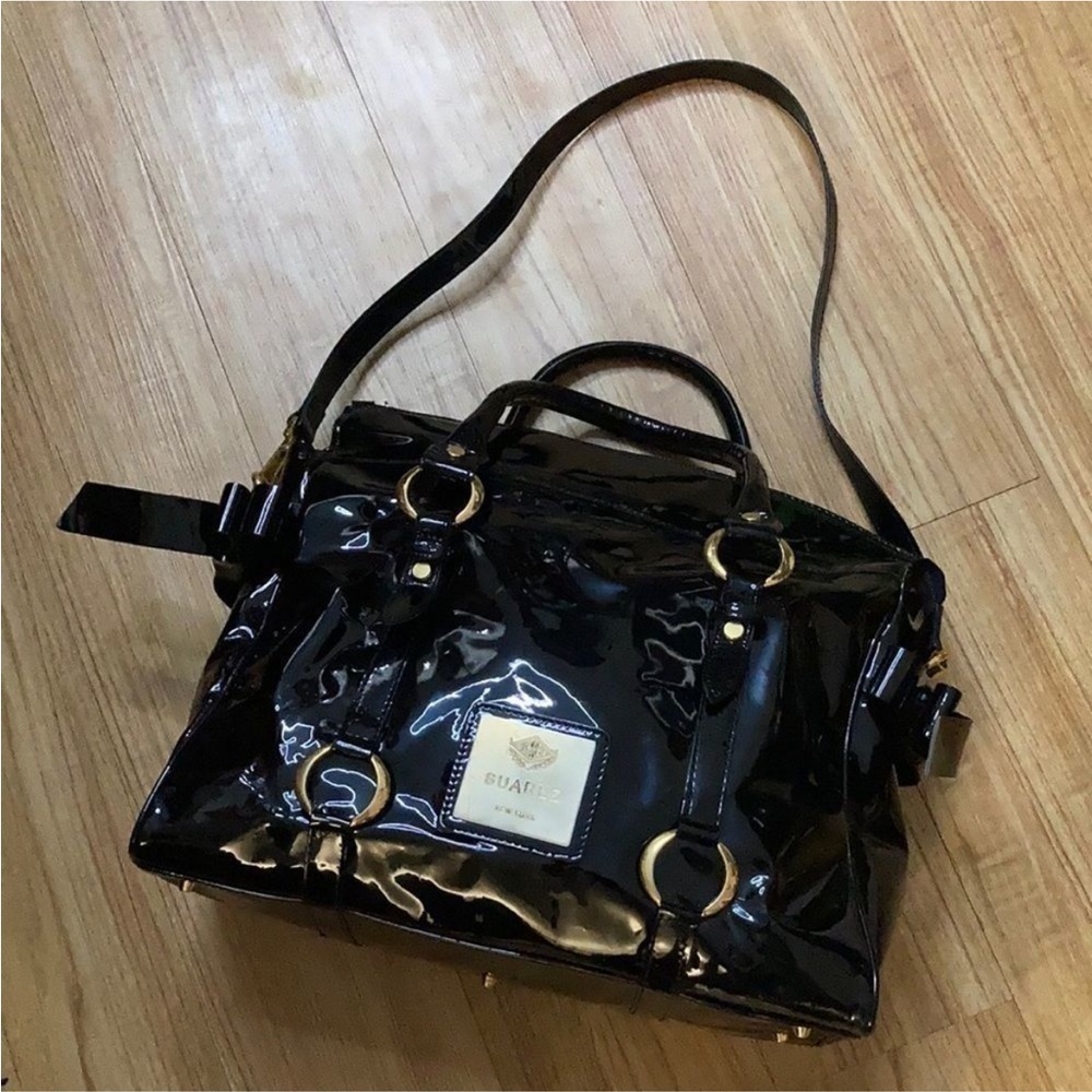 Suarez Vintage Womens Black Patent Leather Duffel EUC